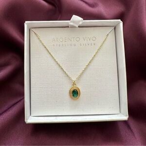 Argento Vivo Emerald Pendant 18K Gold Necklace (New in Box)